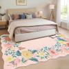 Garvee Scalloped Machine Washable Rugs 9×12 Large Area Rug for Living Room, Bedroom, Low Pile Non-Slip Flower Accent Carpet Neutral Soft Stain Resistant Rug for Dining Room, Office, Nursery, Pink