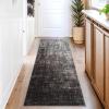 Garvee Washable Kitchen Rugs, 2×6 Light Brown Hallway Runner, Soft Low Pile Stain Resistant Laundry Entryway Mat, Indoor Modern Throw Carpet for Laundry Bathroom Bedside(Modern Abstract|black Grey)