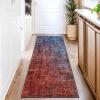 Garvee Washable Kitchen Rugs, 2×6 Light Brown Hallway Runner, Soft Low Pile Stain Resistant Laundry Entryway Mat, Indoor Modern Throw Carpet for Laundry Bathroom Bedside(Modern Abstract|blue Red)