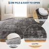 Garvee Washable Kitchen Rugs, 2×6 Light Brown Hallway Runner, Soft Low Pile Stain Resistant Laundry Entryway Mat, Indoor Modern Throw Carpet for Laundry Bathroom Bedside(Modern Abstract|black Grey)