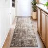 Garvee Washable Kitchen Rugs, 2×6 Light Brown Hallway Runner, Soft Low Pile Stain Resistant Laundry Entryway Mat, Indoor Modern Throw Carpet for Laundry Bathroom Bedside(Modern Abstract|taupe)