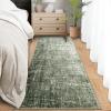 Garvee Washable Kitchen Rugs, 2×6 Light Brown Hallway Runner, Soft Low Pile Stain Resistant Laundry Entryway Mat, Indoor Modern Throw Carpet for Laundry Bathroom Bedside(Modern Abstract|green)