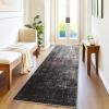 Garvee Washable Kitchen Rugs, 2×6 Light Brown Hallway Runner, Soft Low Pile Stain Resistant Laundry Entryway Mat, Indoor Modern Throw Carpet for Laundry Bathroom Bedside(Modern Abstract|black Grey)