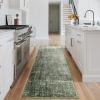 Garvee Washable Kitchen Rugs, 2×6 Light Brown Hallway Runner, Soft Low Pile Stain Resistant Laundry Entryway Mat, Indoor Modern Throw Carpet for Laundry Bathroom Bedside(Modern Abstract|green)
