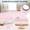 Garvee Washable Pink 4×6 Area Rugs for Girls Bedroom, Large Non Slip Living Room Rug Geometric Bordered Accent Carpet for Dining Room Office Ultra Thin Low Pile Floor Rugs for Nursery Playroom