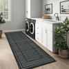 Garvee Washable Runner Rugs for Hallway 2×6 Modern Bordered Non Slip Kitchen Laundry Rug Low-Pile Non-Shedding Geometric Floor Carpet Runners for Bathroom Bedroom Bedside, Linen(Plaid|black)