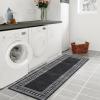 Garvee Washable Runner Rugs for Hallway 2×6 Modern Bordered Non Slip Kitchen Laundry Rug Low-Pile Non-Shedding Geometric Floor Carpet Runners for Bathroom Bedroom Bedside, Linen(Bordered|black)