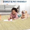 Garvee Washable Runner Rugs for Hallway 2×6 Modern Bordered Non Slip Kitchen Laundry Rug Low-Pile Non-Shedding Geometric Floor Carpet Runners for Bathroom Bedroom Bedside, Linen(Modern|linen)