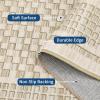 Garvee Washable Runner Rugs for Hallway 2×6 Modern Bordered Non Slip Kitchen Laundry Rug Low-Pile Non-Shedding Geometric Floor Carpet Runners for Bathroom Bedroom Bedside, Linen(Plaid|beige)
