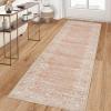 Garvee Washable Runner Rugs for Hallway 2×6 Modern Bordered Non Slip Kitchen Laundry Rug Low-Pile Non-Shedding Geometric Floor Carpet Runners for Bathroom Bedroom Bedside, Linen(Floral|pink)