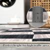 Garvee Washable Runner Rugs for Hallway 2×6 Modern Bordered Non Slip Kitchen Laundry Rug Low-Pile Non-Shedding Geometric Floor Carpet Runners for Bathroom Bedroom Bedside, Linen(Checkered|dark Blue)