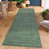 Garvee Washable Runner Rugs for Hallway 2×6 Modern Bordered Non Slip Kitchen Laundry Rug Low-Pile Non-Shedding Geometric Floor Carpet Runners for Bathroom Bedroom Bedside, Linen(Plaid|green)