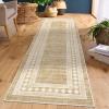 Garvee Washable Runner Rugs for Hallway 2×6 Modern Bordered Non Slip Kitchen Laundry Rug Low-Pile Non-Shedding Geometric Floor Carpet Runners for Bathroom Bedroom Bedside, Linen(Bordered|linen)
