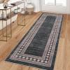 Garvee Washable Runner Rugs for Hallway 2×6 Modern Bordered Non Slip Kitchen Laundry Rug Low-Pile Non-Shedding Geometric Floor Carpet Runners for Bathroom Bedroom Bedside, Linen(Bordered|brown)