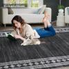 Garvee Washable Runner Rugs for Hallway 2×6 Modern Bordered Non Slip Kitchen Laundry Rug Low-Pile Non-Shedding Geometric Floor Carpet Runners for Bathroom Bedroom Bedside, Linen(Bordered|black)