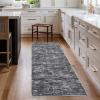 Garvee Washable Runner Rugs for Hallway 2×6 Modern Bordered Non Slip Kitchen Laundry Rug Low-Pile Non-Shedding Geometric Floor Carpet Runners for Bathroom Bedroom Bedside, Linen(Airy Solid|dark Grey)