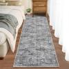 Garvee Washable Runner Rugs for Hallway 2×6 Modern Bordered Non Slip Kitchen Laundry Rug Low-Pile Non-Shedding Geometric Floor Carpet Runners for Bathroom Bedroom Bedside, Linen(Airy Solid|light Grey)