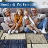 Garvee Washable Runner Rugs for Hallway 2×6 Modern Bordered Non Slip Kitchen Laundry Rug Low-Pile Non-Shedding Geometric Floor Carpet Runners for Bathroom Bedroom Bedside, Linen(Modern|blue)