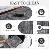 Garvee Washable Runner Rugs for Hallway 2×6 Modern Bordered Non Slip Kitchen Laundry Rug Low-Pile Non-Shedding Geometric Floor Carpet Runners for Bathroom Bedroom Bedside, Linen(Airy Solid|dark Grey)