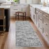 Garvee Washable Runner Rugs for Hallway 2×6 Modern Bordered Non Slip Kitchen Laundry Rug Low-Pile Non-Shedding Geometric Floor Carpet Runners for Bathroom Bedroom Bedside, Linen(Airy Solid|light Grey)