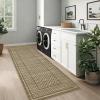 Garvee Washable Runner Rugs for Hallway 2×6 Modern Bordered Non Slip Kitchen Laundry Rug Low-Pile Non-Shedding Geometric Floor Carpet Runners for Bathroom Bedroom Bedside, Linen(Plaid|brown)