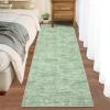 Garvee Washable Runner Rugs for Hallway 2×6 Modern Bordered Non Slip Kitchen Laundry Rug Low-Pile Non-Shedding Geometric Floor Carpet Runners for Bathroom Bedroom Bedside, Linen(Airy Solid|green)