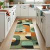 5×7 Area Rugs, Boho Washable Rugs for Living Room Bedroom Dining Room, Soft Modern Abstract Large Throw Floor Carpet Non Slip, Orange/Pink, 5’x7′(Green Multi)