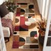5×7 Area Rugs, Boho Washable Rugs for Living Room Bedroom Dining Room, Soft Modern Abstract Large Throw Floor Carpet Non Slip, Orange/Pink, 5’x7′(Red/Brown)