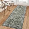 Garvee 2×6 Vintage Kitchen Rugs Non Slip Washable, Distressed Medallion Runner Rug for Bathroom, Non Shedding Low Pile Farmhouse Rugs Stain Resistant Foldable Soft Mats for Entryway, Bedroom, Blue(Vintage|brown Green)