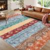 Garvee 2×6 Vintage Kitchen Rugs Non Slip Washable, Distressed Medallion Runner Rug for Bathroom, Non Shedding Low Pile Farmhouse Rugs Stain Resistant Foldable Soft Mats for Entryway, Bedroom, Blue(Boho|red)