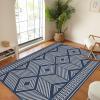 Garvee 2×6 Vintage Kitchen Rugs Non Slip Washable, Distressed Medallion Runner Rug for Bathroom, Non Shedding Low Pile Farmhouse Rugs Stain Resistant Foldable Soft Mats for Entryway, Bedroom, Blue(Abstract|blue)