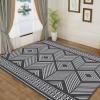 Garvee 2×6 Vintage Kitchen Rugs Non Slip Washable, Distressed Medallion Runner Rug for Bathroom, Non Shedding Low Pile Farmhouse Rugs Stain Resistant Foldable Soft Mats for Entryway, Bedroom, Blue(Abstract|black)