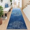 Garvee 2×6 Vintage Kitchen Rugs Non Slip Washable, Distressed Medallion Runner Rug for Bathroom, Non Shedding Low Pile Farmhouse Rugs Stain Resistant Foldable Soft Mats for Entryway, Bedroom, Blue(Distressed|blue)