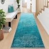 Garvee 2×6 Vintage Kitchen Rugs Non Slip Washable, Distressed Medallion Runner Rug for Bathroom, Non Shedding Low Pile Farmhouse Rugs Stain Resistant Foldable Soft Mats for Entryway, Bedroom, Blue(Distressed|turquoise)