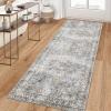 Garvee 2×6 Vintage Kitchen Rugs Non Slip Washable, Distressed Medallion Runner Rug for Bathroom, Non Shedding Low Pile Farmhouse Rugs Stain Resistant Foldable Soft Mats for Entryway, Bedroom, Blue(Vintage|taupe)