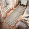 Garvee 8×10 Washable Area Rug for Bedroom Living Room, Modern Bordered Soft Non Slip Floor Rugs Large Geometric Area Rugs for Dining Room Office, Minimalist Home Decor Carpet, Black Grey(Modern Border|taupe)