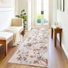 Garvee 8×10 Washable Living Room Rugs, Non Slip 8 x 10 Bedroom Rugs, Indoor Modern Floral Print Floor Cover for Dining Room, Ultra Thin Low Pile Botanical Mat for Home Office, Beige(Floral|beige)