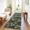 Garvee 8×10 Washable Living Room Rugs, Non Slip 8 x 10 Bedroom Rugs, Indoor Modern Floral Print Floor Cover for Dining Room, Ultra Thin Low Pile Botanical Mat for Home Office, Beige(Floral|green)