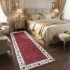 Garvee Floral 6×9 Area Rugs for Living Room Bedroom, Washable Non Slip Vintage Floor Rugs Large Low Pile Stain Resistant Indoor Farmhouse Carpet for Dining Room, Oriental Home Decor Rug, Beige(Border Floral|red)