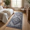 Garvee Floral 9×12 Washable Area Rug for Living Room, Indoor Vintage Non Slip Bedroom Rugs, Low Pile Stain Resistant Distressed Large Rugs for Dining Room, Ultra Thin Throw Rug for Home Office, Taupe(Oriental|blue)