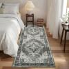 Garvee Floral 9×12 Washable Area Rug for Living Room, Indoor Vintage Non Slip Bedroom Rugs, Low Pile Stain Resistant Distressed Large Rugs for Dining Room, Ultra Thin Throw Rug for Home Office, Taupe(Oriental|green)