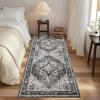 Garvee Floral 9×12 Washable Area Rug for Living Room, Indoor Vintage Non Slip Bedroom Rugs, Low Pile Stain Resistant Distressed Large Rugs for Dining Room, Ultra Thin Throw Rug for Home Office, Taupe(Oriental|taupe)