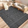 Garvee Outdoor Rug 9×18 Waterproof Reversible Boho Plastic Straw Mat, Lightweight Foldable Indoor Green Yellow Outdoor Carpet for Patio Balcony Deck Picnic Beach RV(Black/Gray)