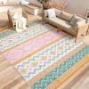 Garvee Outdoor Rug 9×18 Waterproof Reversible Boho Plastic Straw Mat, Lightweight Foldable Indoor Green Yellow Outdoor Carpet for Patio Balcony Deck Picnic Beach RV(Yellow/Rose Red/Green/White)