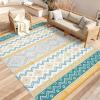 Garvee Outdoor Rug 9×18 Waterproof Reversible Boho Plastic Straw Mat, Lightweight Foldable Indoor Green Yellow Outdoor Carpet for Patio Balcony Deck Picnic Beach RV(Yellow/Green/Gray/White)
