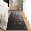 Garvee Washable Kitchen Rugs, 2×6 Light Brown Hallway Runner, Soft Low Pile Stain Resistant Laundry Entryway Mat, Indoor Modern Throw Carpet for Laundry Bathroom Bedside(Modern Abstract|black Grey)