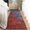 Garvee Washable Kitchen Rugs, 2×6 Light Brown Hallway Runner, Soft Low Pile Stain Resistant Laundry Entryway Mat, Indoor Modern Throw Carpet for Laundry Bathroom Bedside(Modern Abstract|blue Red)