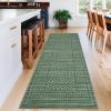 Garvee Washable Runner Rugs for Hallway 2×6 Modern Bordered Non Slip Kitchen Laundry Rug Low-Pile Non-Shedding Geometric Floor Carpet Runners for Bathroom Bedroom Bedside, Linen(Plaid|green)