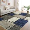 Garvee Washable Runner Rugs for Hallway 2×6 Modern Bordered Non Slip Kitchen Laundry Rug Low-Pile Non-Shedding Geometric Floor Carpet Runners for Bathroom Bedroom Bedside, Linen(Modern|blue)