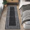 Garvee Washable Runner Rugs for Hallway 2×6 Modern Bordered Non Slip Kitchen Laundry Rug Low-Pile Non-Shedding Geometric Floor Carpet Runners for Bathroom Bedroom Bedside, Linen(Bordered|black)